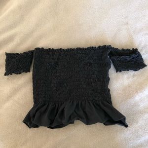 UO off the shoulder rouched peplum top